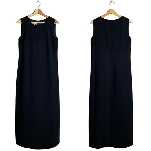 Talbots Sleeveless Shift Formal Maxi Dress Women's 8 Black Cocktail Gown Evening - Picture 1 of 12